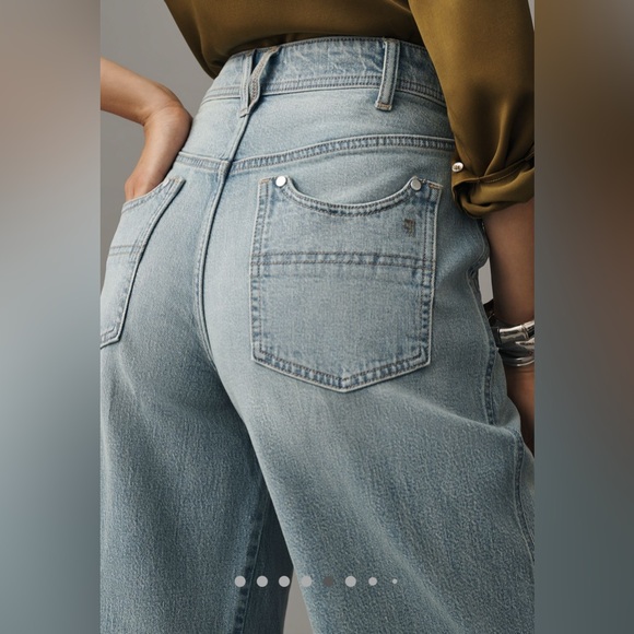 Pilcro Mason High-Rise relaxed gaucho ankle jeans Light Blue Wide Leg Sz.28 - Picture 5 of 10